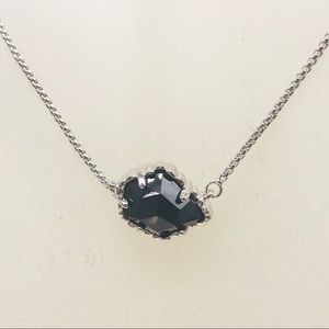 Kendra Scott Tess Black Opaque Necklace Silver Tone